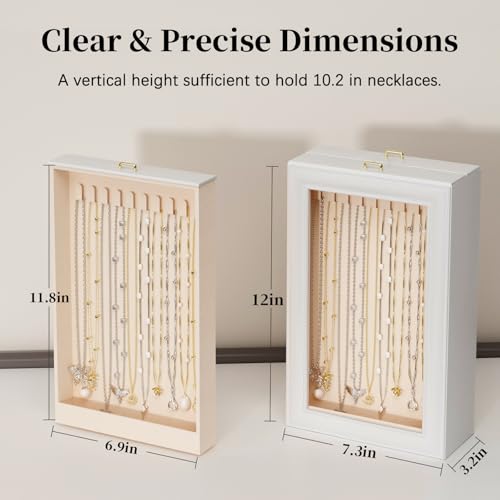 2-Layer Necklace Organizer Box with Dual-Sided Clear Lid