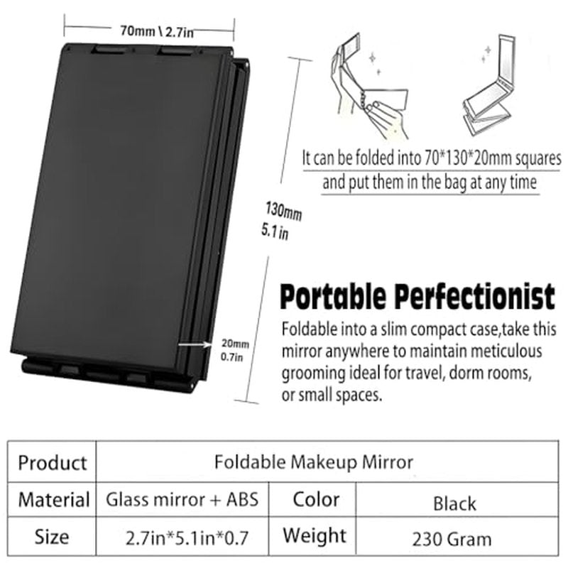 4-Way 360° Makeup Mirror + 15X Magnifying Mirror Set
