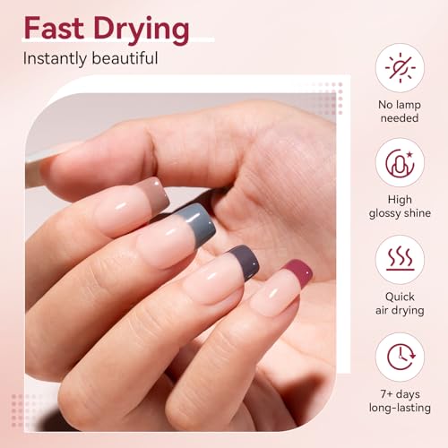 Nude Grays Nail Polish Set - Fast Air Dry, 6 Colors, No Lamp Needed