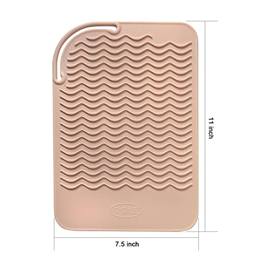 Sygile 11" X 7.5" Larger Size Heat Resistant Silicone Travel Mat, Anti-Heat Pad for Hair Straighteners, Curling Irons, Flat Irons and Other Hot Styling Tools - Baby Pink