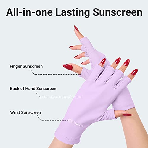 AIRSEE Breathing UV Gloves for Nail Gel，Professional UPF50+ Protection Gloves for UV Lamp, Ice Silk Cloudy Soft Fingerless Gloves,Ultra Cool Feeling Fabric(Lavender Mist)