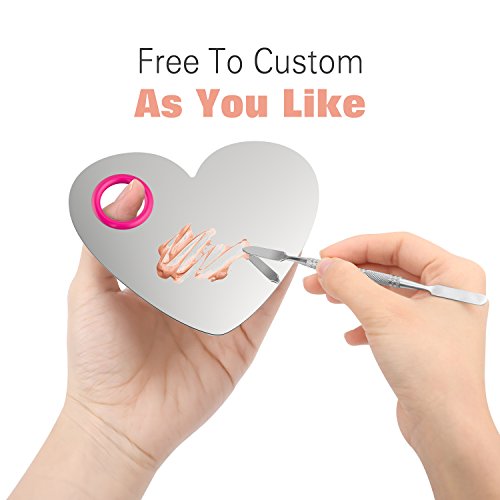 Heart-Shaped Stainless Steel Makeup Mixing Palette with Thumb Hole