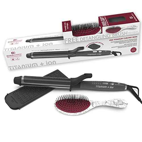 Olivia Garden Titanium + Ion High Performance Professional Curling Iron - Dual Voltage, Snag-Free Styling - Fast Heat Up to 455¡ÆF with Heat Resistant Heat Mat/Pouch