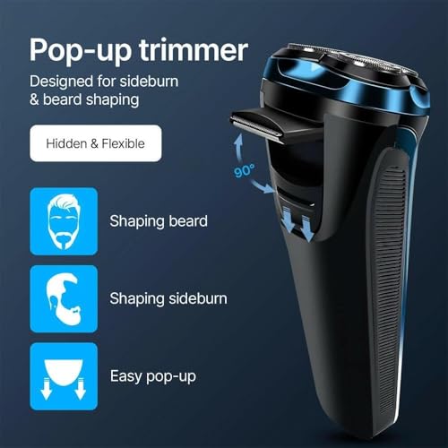 Snapbuy Electric Razor for Men,Snapbuy Razor,Electric Shavers for Men, 4D Floating Head Rotary Shaver,Ipx7 Waterproof, 2025 New Electri c Shaver with LCD Display & Quiet Motor,Fast Charging(Blue)
