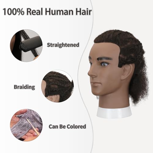 Afro Kinky Curly Male Mannequin Head with Stand