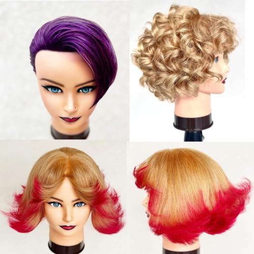 20-22in 100% Human Hair Mannequin Head for Hairdressing WEICHENHAIR (Brown) with Table Clamp