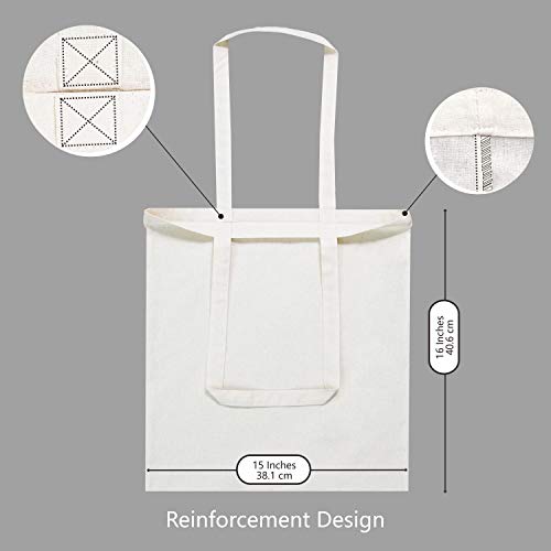 TOPDesign 12-Pack Economical 16"x15" Cotton Tote Bag, Lightweight Medium Reusable Grocery Shopping Cloth Bag, Suitable for DIY, Advertising, Promotion, Gift, Activity