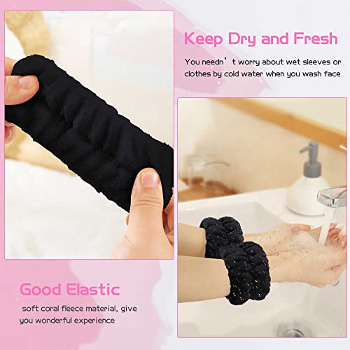 WSYUB Black Makeup Headband & Wristbands Set for Face Washing & Spa