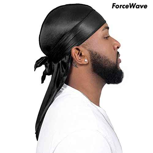 4PCS Silky Durags for Men Women 360 Waves with 1 Wave Cap, Silky Satin Durag Extra Long Tails