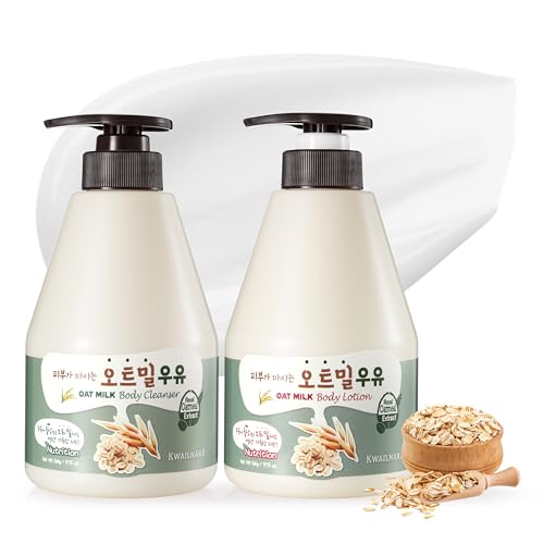 WELCOS Kwailnara Oat Milk Body Lotion & Body Wash Set ? Moisturizing & Revitalizing Korean Skincare Bundle with Oat Extract, 560g / 19.75oz Each
