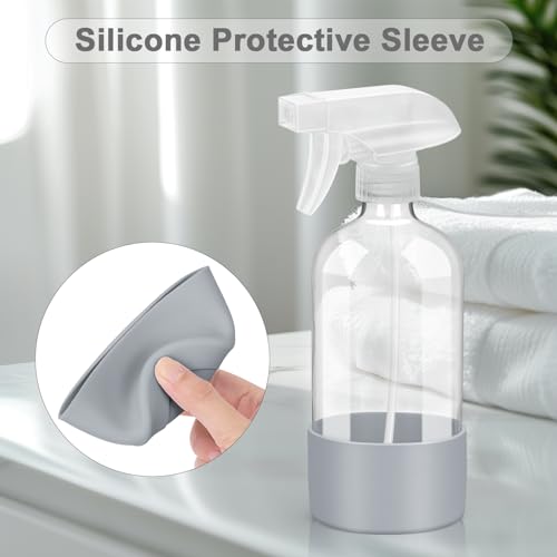 Glass Spray Bottles 2 Pack, 16 oz Refillable with Adjustable Nozzles