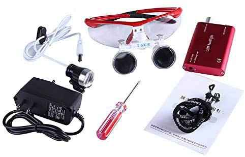 BoNew 2.5X-R Loupes Magnifier with 3W Clip On Type Head Lamp Light + Cloth Bag