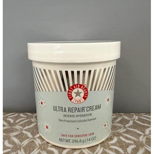 First Aid Beauty - Ultra Repair Cream, Intense Hydration Whipped Colloidal Oatmeal, Clinically Proven to Strengthen Skin Barrier in 7 Days & Helps Relieve Eczema, Luxury Face & Body Moisturizer, 14 oz