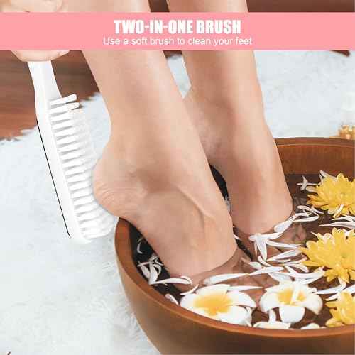 Pedicure Brush, File Callus Remover Dead Skin Nano Glass Remover for Feet with Soft Brush, Professional Pedicure Tool for Home Foot Care - White