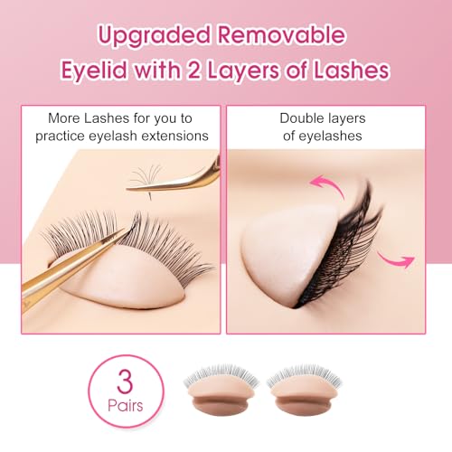 Eyelash Practice Eyelids, 3 Pairs 2-Layer Silicone Mannequin