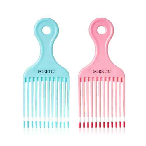 Smooth Hair Pick Comb for Curly, Thick, Medium to Long Hair, Facial -6.9inch£¨Blue, Pink£©