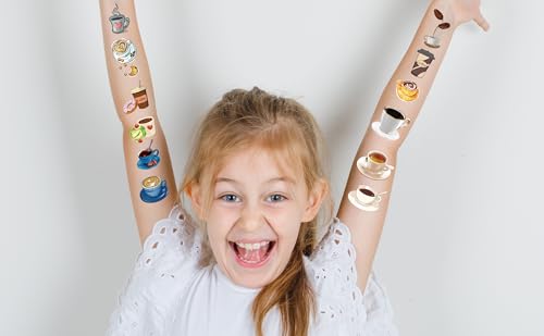 Coffee Temporary Tattoo Stickers - 24 Sheets 216 Designs