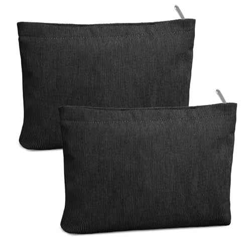 FITDON 2PCS Cosmetic Bags for Women Makeup Bag for Purse Small Corduroy Makeup Pouch Travel Make Up Bag with Zipper Toiletry Bag Organizer