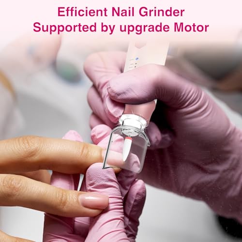 Professional Electric Nail Drill 2000mAH Portable Cordless Electric Nail File 10 in 1 Manicure Pedicure Kit ,5-Speeds Toe Nail Tools Hand Foot Care,Thick Toenail Grinder for Women Men Pets (Pink)