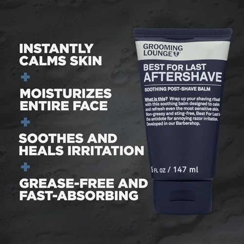 Grooming Lounge Best for Last Aftershave - Soothing After Shave Balm - Instantly Calms Irritated Skin - Refreshing Facial Moisturizer - Ideal for Sensitive Skin - Non-Greasy - Fragrance Free - 5 oz