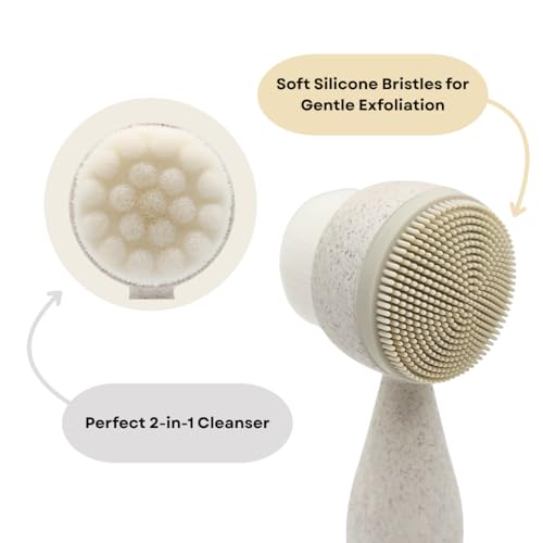 Lindo Eco Clean Dual-Sided Facial Cleansing Brush - Exfoliating Face Scrubber