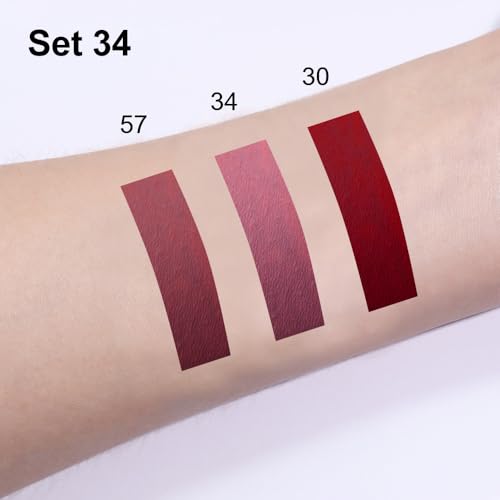 evpct 3-Piece Dark Red & Neutral Mauve & Red-Brown Lip Liner & Matte Liquid Lipstick Set (Pack of 1) – Longwear, Waterproof