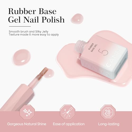CANNI Milky Pink Gel Nail Polish Set with Rubber Base - 6pcs, 9ml, Long-Lasting Salon Quality