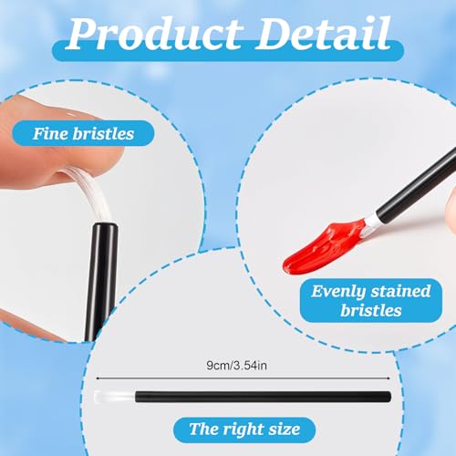 Black Disposable Lip & Makeup Brush Set - 50 Mini Paint Brushes for Cookies, Nails, and Cosmetics