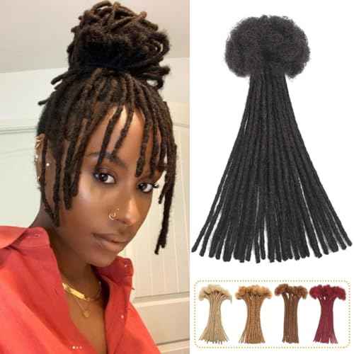 6 Inch Loc Extensions Human Hair Dreadlock Extensions Human Hair Loc Extensions Dreads Extensions for Men Women Kids 0.4 cm 60 Strands Real Human Hair Locs 1B Natural Black Handmade Permanent Locs