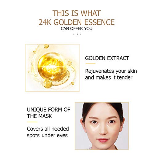 VENZEN 30 Pairs Gold Eye Mask Power Crystal Gel Collagen Masks, Great For Anti Aging, Dark Circles & Puffiness (Gold)