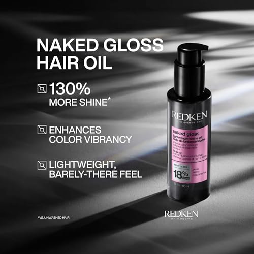 Redken Naked Gloss Shine Hair Oil - Lightweight Frizz Control & Heat Protectant