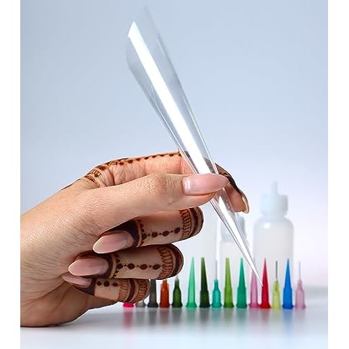 100pcs Empty Henna Cones Bulk | Pre-Rolled Hand Made Temporary Tattoo Cone Set | Cellophane Applicator Dispenser for Jagua Gel Hengua Heena Beginners kit | Mehendi Drawing and Studying