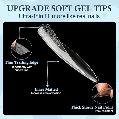 Luckyfairy XXL Stiletto Nail Tips Full Cover Pre-Etched & Pre-Buff - Half Cover Variant