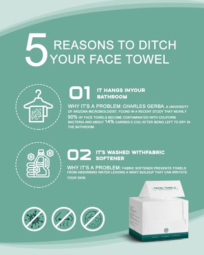 Disposable Face Towels,Extra Thick Soft Clean Facial Towels,Super Absorbent,Biodegradable Dry Wipes,Cruelty-Free Facial Washcloth for Sensitive Skin,Travel,Makeup Remover,200 Count,7.9"×12"