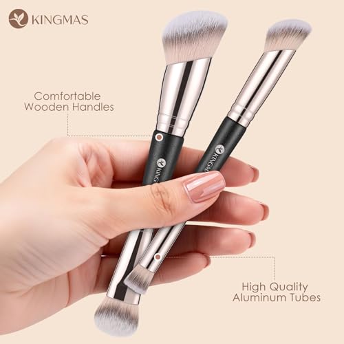 KINGMAS Dual-Ended Foundation & Concealer Brush Set (2-Piece)