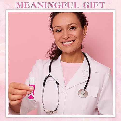 Fumete 100 Sets Breast Cancer Awareness Accessories Gifts Lip Balm Bulks Pink Ribbon Breast Cancer Awareness Items Decorations Natural Ingredients Survivor Gifts Items for Girl Women