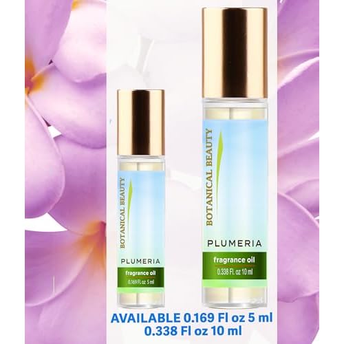 Botanical Beauty PLUMERIA FRAGRANCE OIL ROLL-ON 0.338 Fl.oz 10 ml Rollerball Perfume, Alcohol-Free, Long Lasting
