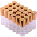24 Pack Refillable 5ml Glass Roller Bottles for Essential Oils & Perfume - Clear with Stainless Steel Rollers, Caps, Funnels & Droppers