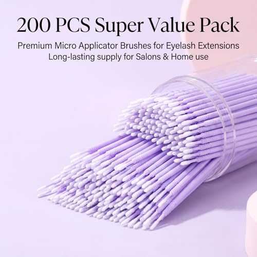 200 Pcs Microswabs for Eyelash Extensions - Precision Microbrush Applicators