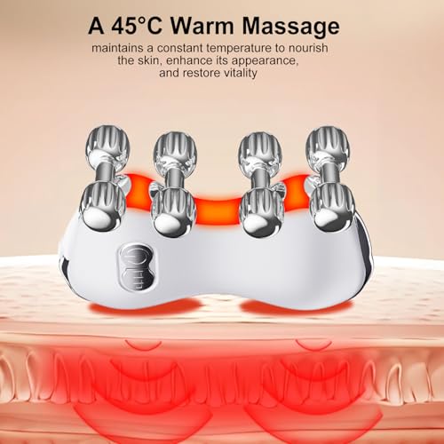 Electric Gua Sha Facial Tools, Heated Gua Sha Tools with 5 LED Lights,Red Light Face Massager Vibration Device, 8 Metal Roller for Face, Back,Leg,and Body
