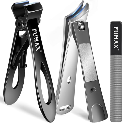 Nail Clippers for Men, Toenail Clippers for Seniors Thick Nails with Wide Jaw Ergonomic Head, Heavy Duty No Splash Fingernail Clippers with Catcher for Women, Professional Nail Clipper Set