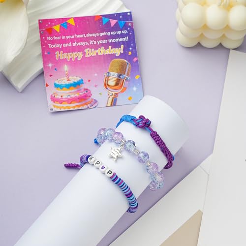 Jragoine Purple Crystal KPop Bracelets for Women & Fans - Stretchy Polymer Jewelry & Party Decor