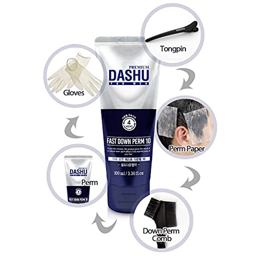 DASHU Down Perm for Men 3.38oz - 10-Minute Hair Relaxer