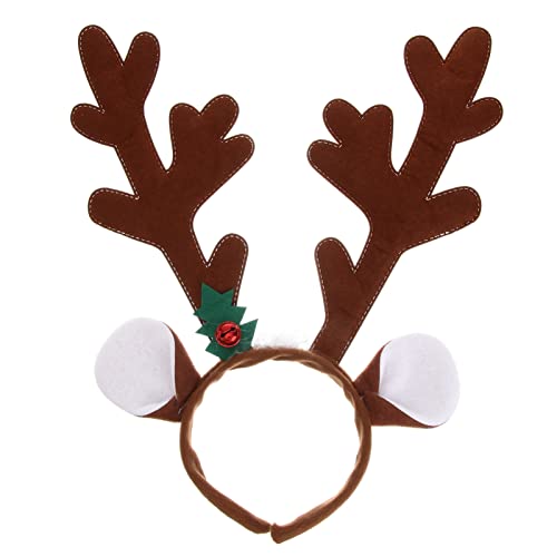 Garneck ANTELER HEADBAND - Christmas Antler Hair Hoops, Velvet Cloth Headband with Antler&Chimes for Christmas Party (Dark Brown)