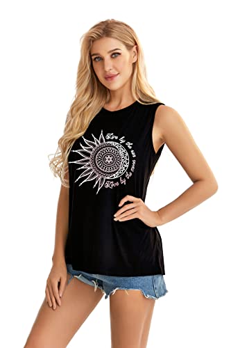 Tank Top for Women Sleeveless Tops Round Neck Loose Fit Basic Tunic (Mama Letters, M)