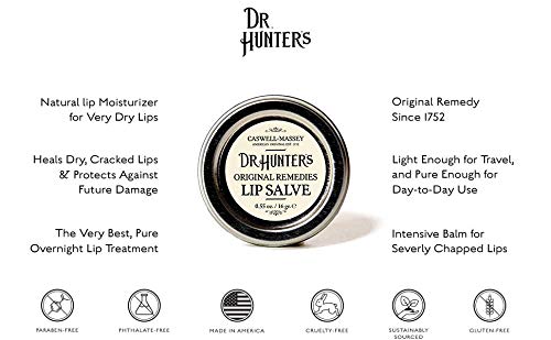 Dr. Hunter’s Lip Salve - All Natural Lip Balm And Moisturizer For Dry, Cracked And Chapped Lips - 0.55 Ounce