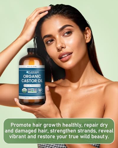 Florisan Organic Castor Oil 16oz - Cold Pressed, USDA Certified