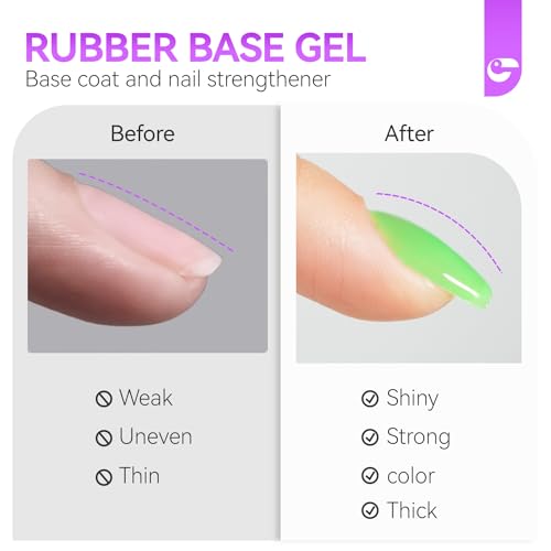 Professional Gel Nail Glue UV - 6 in 1 Gel Glue for Nail Tips with Green Jelly Gel Polish,Base Coat Free,Gelike EC Strong Adhesive for Press on Nail,Ideal for Salon and Home DIY