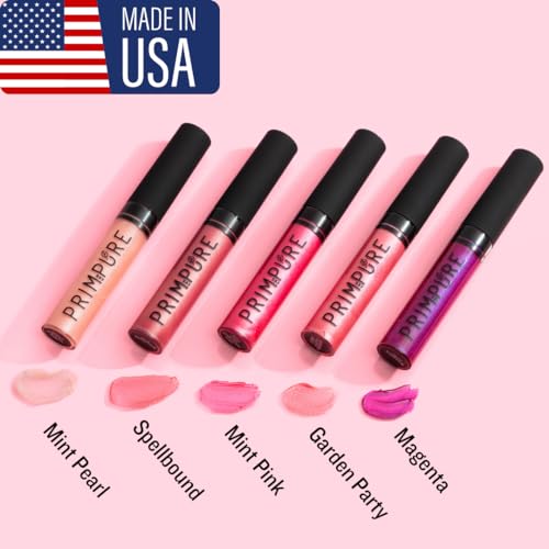 Prim and Pure Natural Mineral Lip Gloss for Women and Teens - Longwear Cruelty Free - Highly Pigmented, Hydrating, and Moisturizing Formula - Made in USA (MINT PINK) Mint Flavor