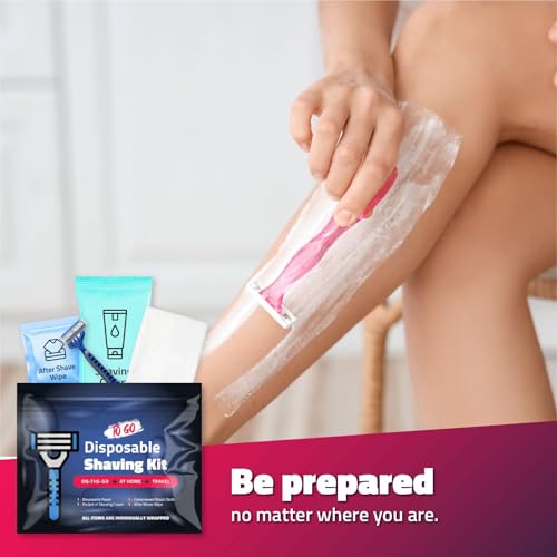 Compact Shaving Kit ? Travel Shaving Essentials for Men & Women | Includes Disposable Razor, Shaving Cream, Washcloth & Aftershave Wipe | Hygiene Kit for Travel, Work & Emergencies (Black)